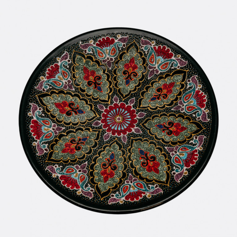 Unique handmade decorative plate from Uzbekistan, 28 cm, drip technique